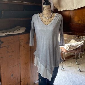 Ten 6 ten gray/white three quarter sleeved tunic